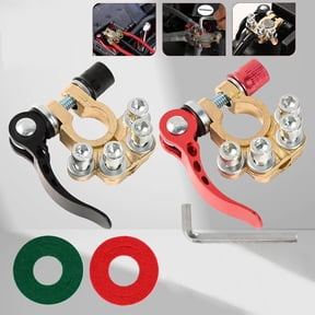 2Pcs Quick Disconnect 4-Way Battery Terminal Clamps, Positive Negative Connectors Compatible with SAE/JIS Type A Posts for Car Van Caravan