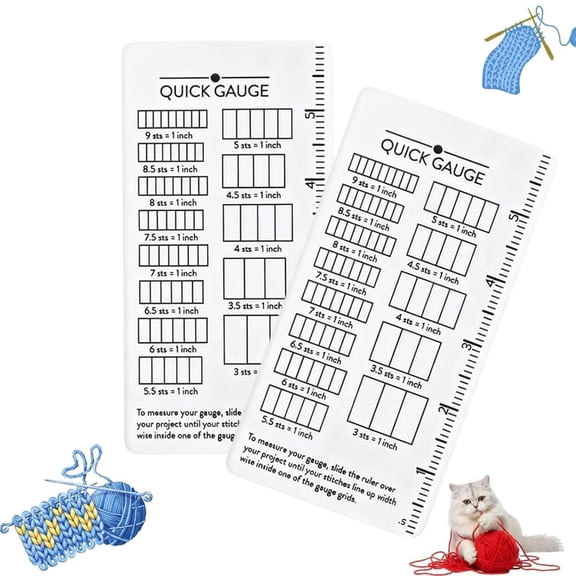 2Pcs Quick Gauge Ruler for Knitting and Crochet Effortless Stitch Measurement Tool with Grid Design, No Counting Required