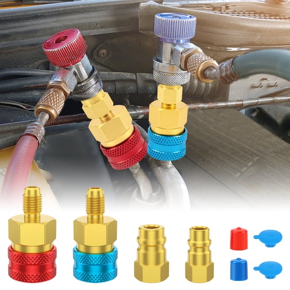 2Pcs R1234YF Quick Coupler R1234yf to R134a Adapter High Low Quick Connector Conversion Kit for Car Air Conditioning Refrigerant Charging