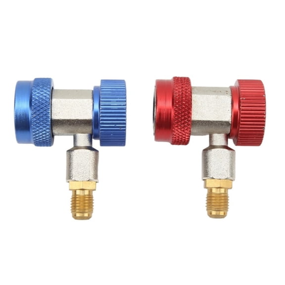 2Pcs R134A Car AC Quick Coupler Connector Brass Adapters Air Conditioning Refrigerant Adjustable Manifold Gauge