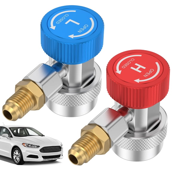 2Pcs R134a Adjustable Quick Coupler Adapter High and Low Pressure Fitting Adapter Set with 1/4" Flare Quick Connector for Home Air Conditioner