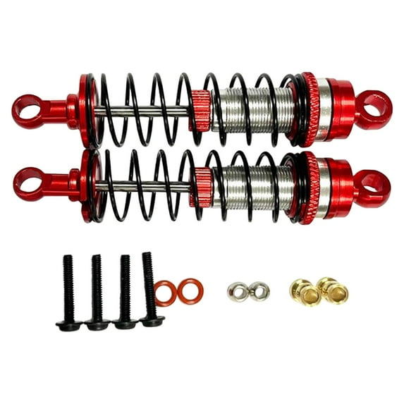 2Pcs RC Car Front Shock Absorber for 1/16 Scale RC Car Red