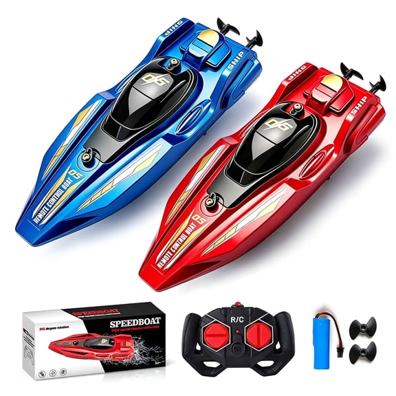 2Pcs RC Speedboats Set | 2.4GHz Remote Control Watercraft for Pools & Lakes | Dual Motor Waterproof Racing Boats for Boys Girls 8-12