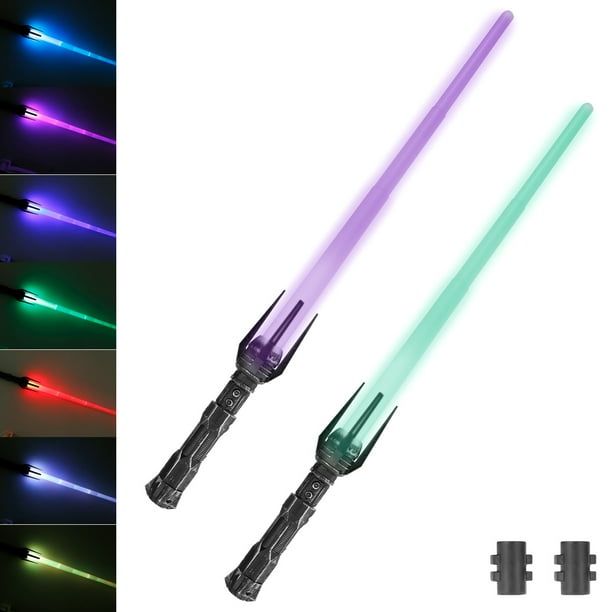 2Pcs RGB Lightsaber 7 Color Changing Light up Sword Light and