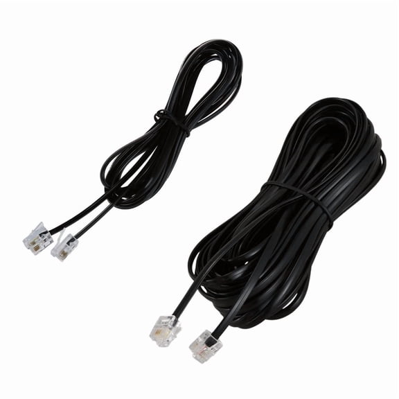 2Pcs RJ11 6P4C Telephone Cable Cord ADSL Modem, 2 Meters & 10 Meters,2 * Telephone Cable,Black