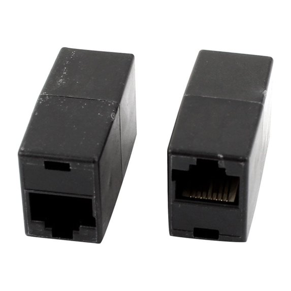 2Pcs RJ45 CAT5 Network Splitter Cable Adapter Extender Coupler Black