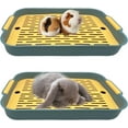 thumbnail image 1 of 2Pcs Rabbit Litter Box with Grid Potty Trainer, 10.8 x 7.4 Inches, Guinea Pig Litter Box Anti Tip Pet Toilet Training Corner for Rabbit Hair Gila Guinea (Blue S), 1 of 7