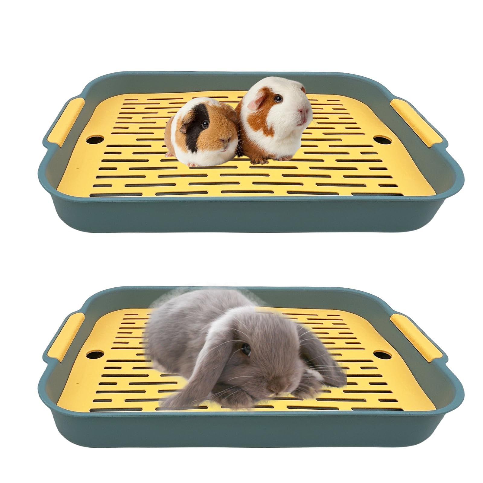 2Pcs Rabbit Litter Box with Grid Potty Trainer, 10.8 x 7.4 Inches ...