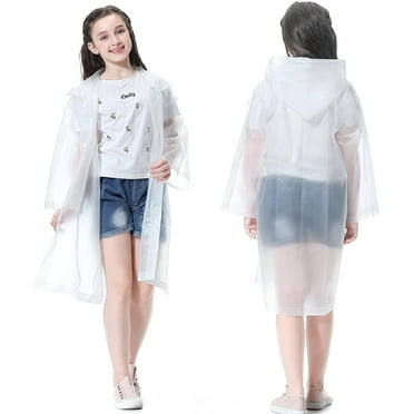 2Pcs Rain Ponchos for Kids, Reusable Rain Jackets Waterproof EVA Raincoats with Hood for Boys and Girls