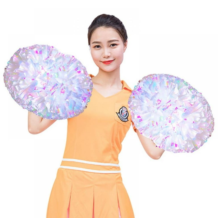 Hoteam 40 Pcs Cheerleading Pom Poms Bulk Metallic Foil Plastic Cheerleader  Pom Poms Spirited Fun Poms with Baton Handle Cheer Costume Accessory for
