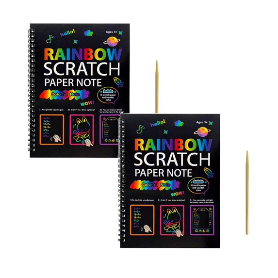 Hgoty Rainbow Scratch Paper Crafts Note Art Kit 2 Piece