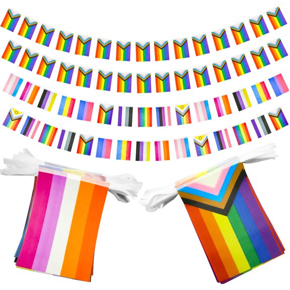 2Pcs Rainbow Pride Banner, LGBT Flag Decorations, Colorful Gay Pride Flags for Party Events