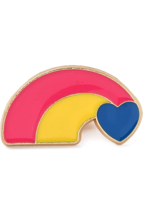 2Pcs Rainbow Theme Enamel Pins Light Gold Alloy Brooches 17x31x1.5mm