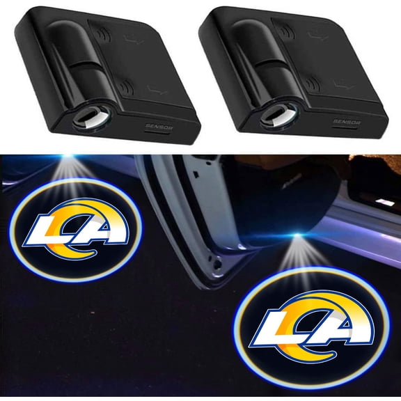 2Pcs for Rams Car Door Lights Projector, Universal Car Door Led Projector Lights, Upgraded Car Door Welcome Projector Lights for football All Car Models