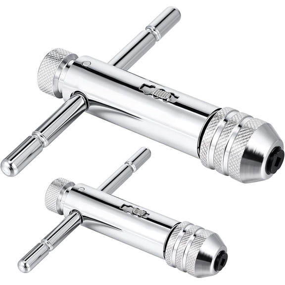 2Pcs Ratchet T Handle Tap Wrench, Adjustable T Bar Handle Holder Ratcheting Tap Wrench for Metric M3-M8 / M5-12 Thread Screw Taps