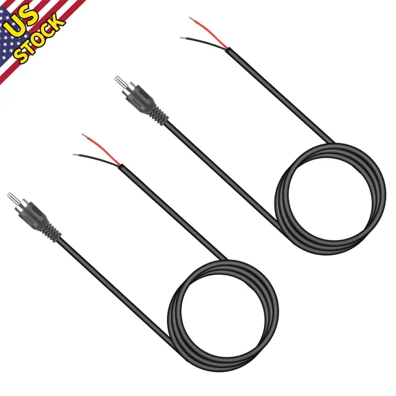 2Pcs Rca Male To Bare Wire Audio Cable For Speaker Tv Dvd Player 3.4Ft/1M
