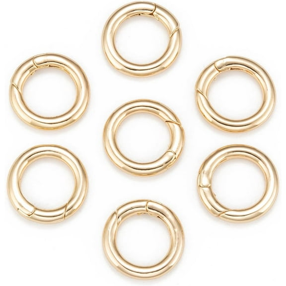 2Pcs Real 18K Gold Plated Brass Spring Gate Rings Trigger Spring O Ring Keyring Hook Snap Clip Snap Buckle Clasp for Keychains Bags Purses Handbags DIY Crafts Accessory 23x4mm