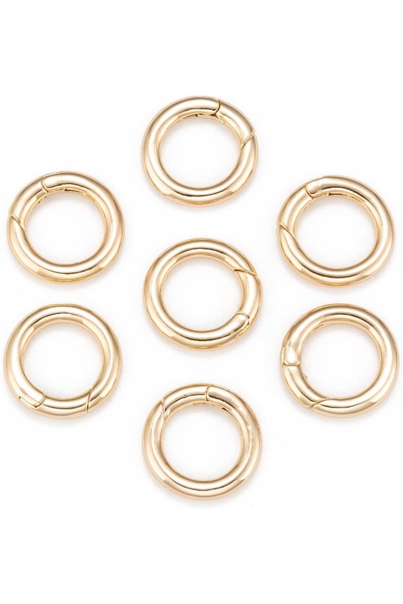 2Pcs Real 18K Gold Plated Brass Spring Gate Rings Trigger Spring O Ring Keyring Hook Snap Clip Snap Buckle Clasp for Keychains Bags Purses Handbags DIY Crafts Accessory 23x4mm