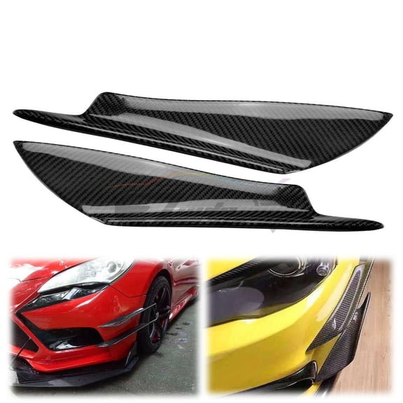 2Pcs Real 3k Carbon Fiber Front Bumper Lip Body Kit Diffuser Canard Splitter 06L