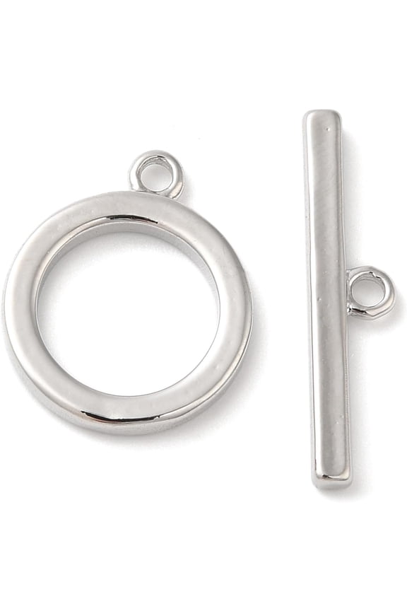 2Pcs Real Platinum Plated Brass Toggle Clasps Ring Toggle T Bar Clasps Sets Real Platinum Plated Toggle Clasps Connectors