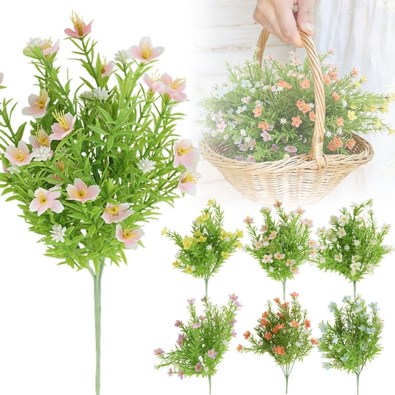 2Pcs Realistic Artificial Flowers Cemetery Bouquet Plastic Memorial Flowers for Hanging Window Box Home Table Centerpieces Decor, 13X2In (Green4)