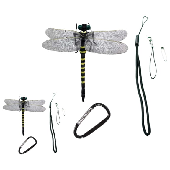 2Pcs Realistic Dragonfly Clips , Lifelike Fake Dragonfly Decoy for Outdoor Pest Deterrent, Decorative Clips for Hat Backpack Tent Gardening Hiking Camping Gear, PVC Material