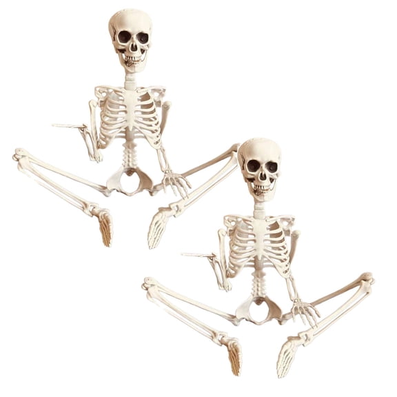 2Pcs Realistic Movable Halloween Skeleton Prop, Fully Poseable Decor Ornament For Home, Party, Garden And Haunted House 2026, For Party And Photo Backdrop