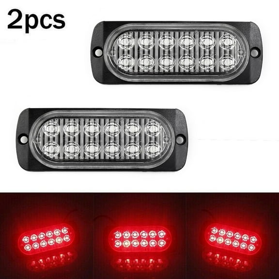 2Pcs Rear Red Fog 12 Led Lamp Light 12v~24v Universal For Truck Car Van Bus Cab