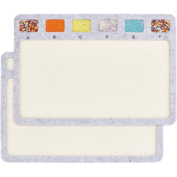 2Pcs Rectangle Felt Bead Design Boards Small Felt Beading Mat with Alphabetic Scale Beads Tray Bead Pads for Art Crafts Jewelry Making Beading Supplies 11.6x8.3inch Silver