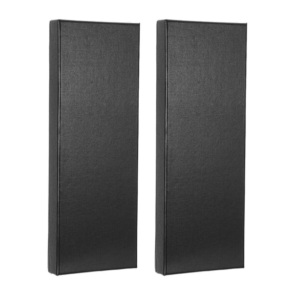 2Pcs Rectangle Tie Storage Boxes in Black Cardboard with Lid for Necktie Protection