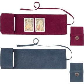2Pcs Rectangle Velvet Tarot Cards Storage Bags Tarot Desk Storage Holder with 2Pcs Flat Round with Star Tibetan Style Alloy Pendants