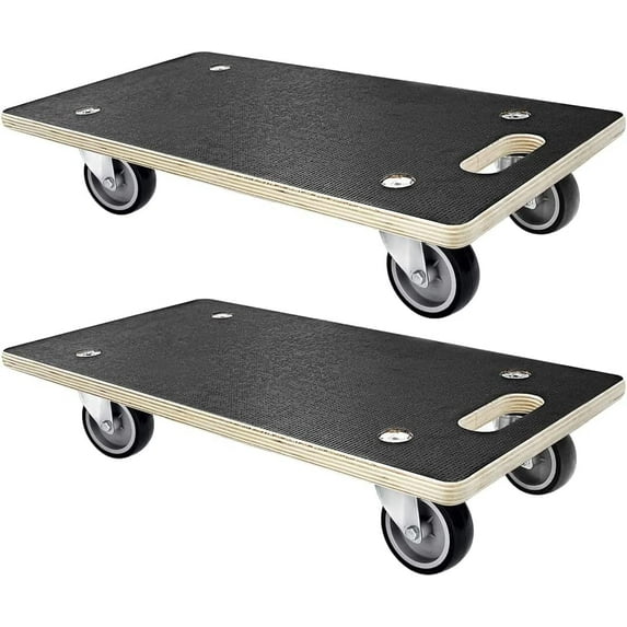 2Pcs Rectangle Wood Platform Dolly, 550 lbs Load Capacity Heavy Duty Wood Furniture Dolly, Multifunctional Movers Carrier with 4 Wheels for Carrying Heavy Objects Such As Furniture