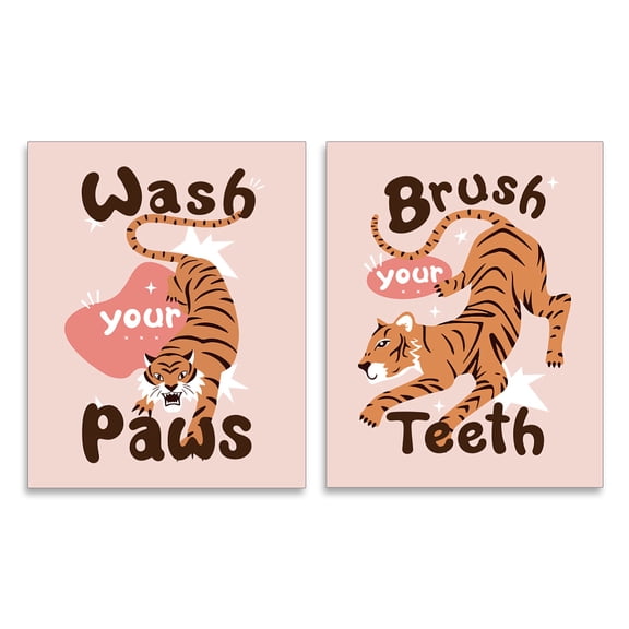2Pcs Rectangle with Tiger Pattern Paper Wall Decorations Sandy Brown 350x280mm