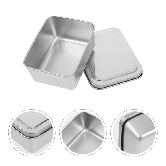 2Pcs Rectangular Cake Pans with Sealed Lid Stainless Steel Baking Pans for Home