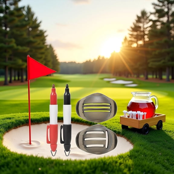 2Pcs Red and Black Golf Ball Line Marker Golf Ball Line Drawing Marker Line Template Liner Drawing Marking Alignment Putting Tool Golf Ball Line Liner Alignment Putting Tool Golf Ball Line Marker Too