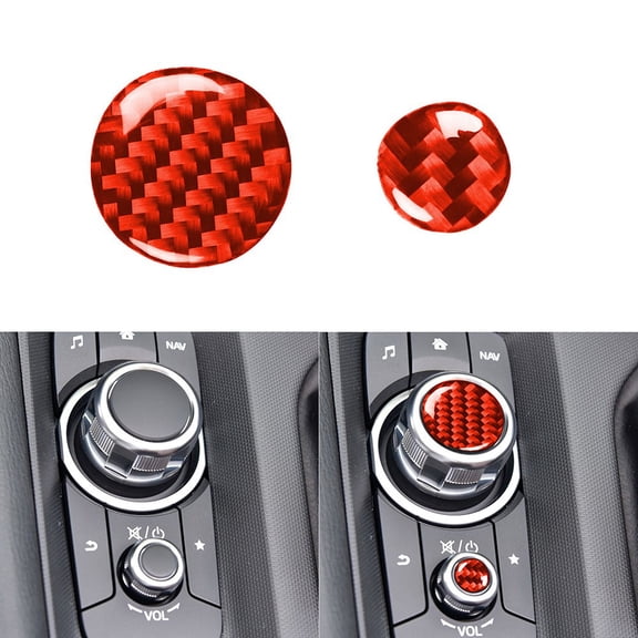 2Pcs Red Carbon Fiber Multimedia Button Cover Trim For Mazda MX-5 16-2020