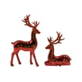 thumbnail image 1 of 2Pcs Red Christmas Reindeer Figurines, Standing & Lying Elk Statue Set, Shiny Electroplated Deer Sculpture for Tabletop, Mantel, Xmas Holiday Home Decor Ornament, 1 of 9