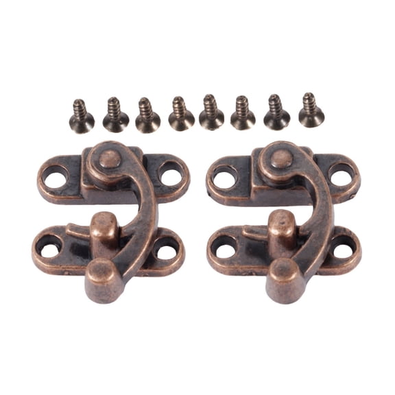 2Pcs Red Copper Box Latch Hasps Lock Catch Latches Jewelry Suitcase Buckle Clip Clasp Vintage Furniture Hardware 29*33mm