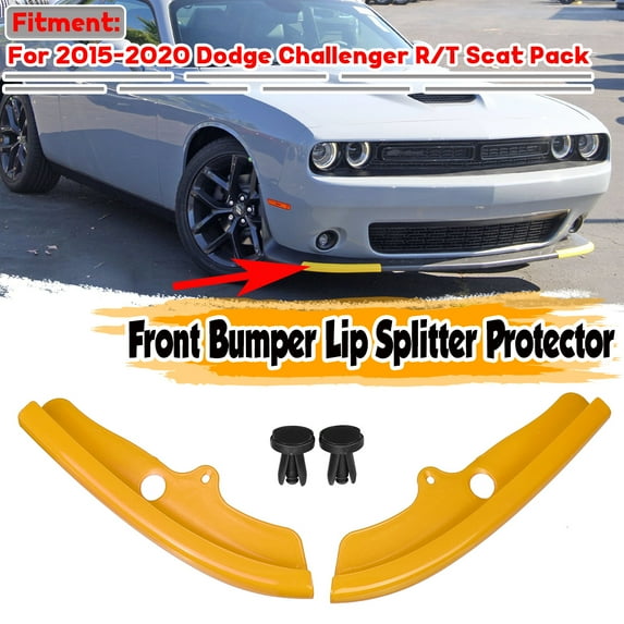 2Pcs Red Front Bumper Lip Splitter Protector For 2015-2020Dodge Challenger R/T Scat Pack