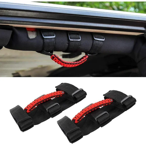 2Pcs Red Roll Bar Grab Grip Handles For Jeep Wrangler Tj Jk Jl Jt Accessories