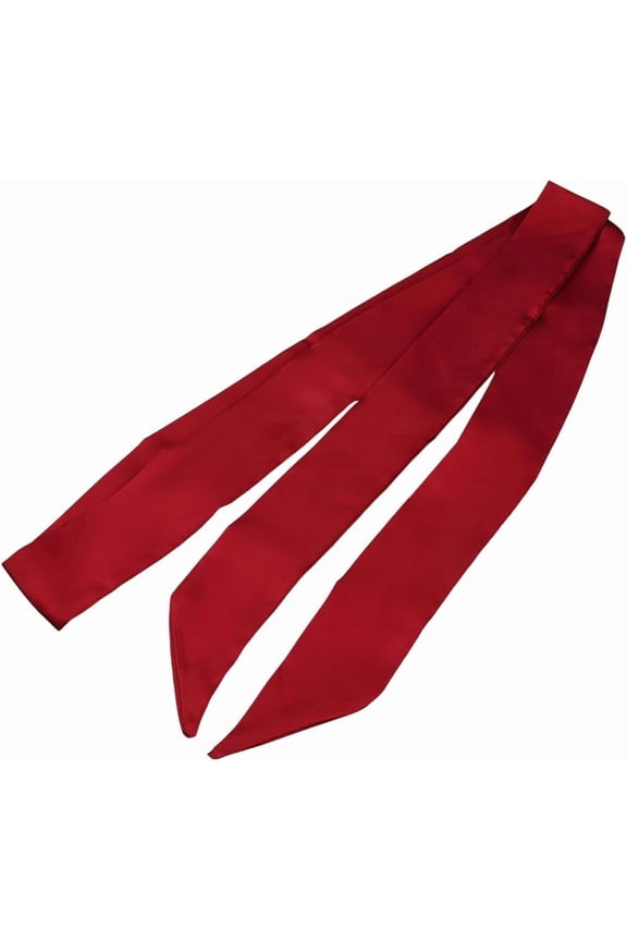 2Pcs Red Stylish Ribbon Scarf Solid Color Skinny Scarf Pure Long Neckerchief Sash Necktie Satin Belts Headband Ribbon Tie DIY