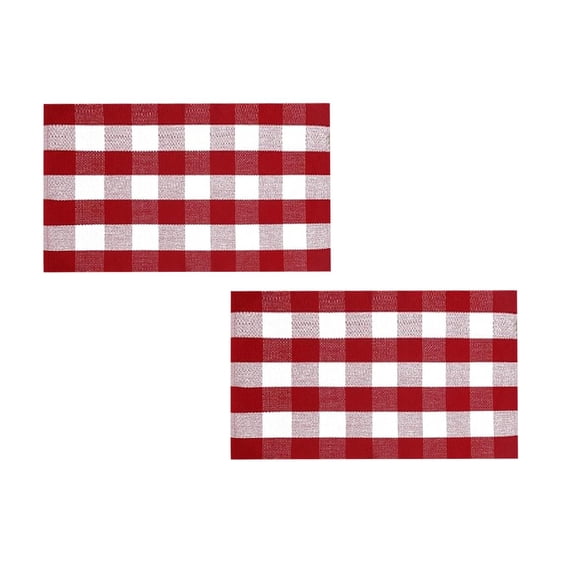 2Pcs Red And White Checkered Rug Hand Woven Layered Doormat Suitable For Front Porch Entrance Outdoor Holiday Washable Suitable For Home Patio And Kitchen Use. Carpet