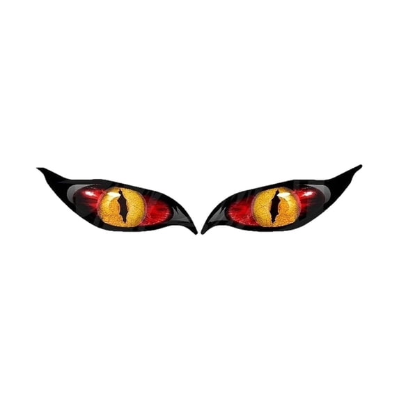 2Pcs Reflective Eye Car Sticker Eye Vehicle Decal Motorcycle Laptop Decor Sticker(Yellow-13x5cm)