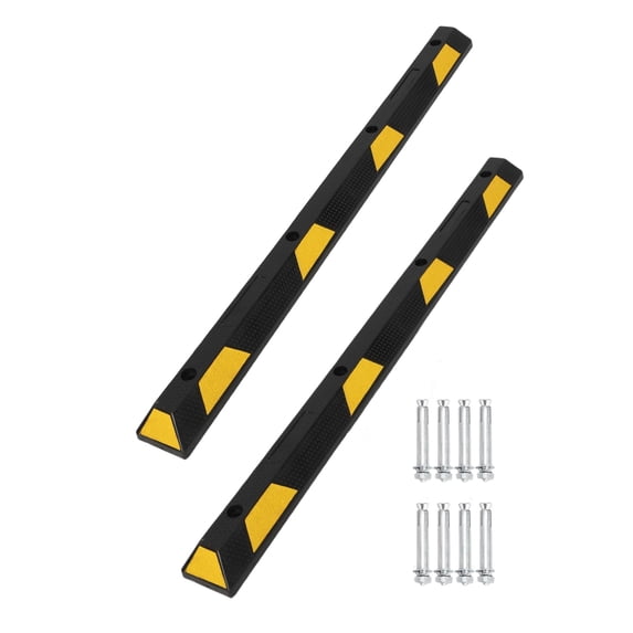 2Pcs Reflective Rubber Parking Curb, Wear-resistant Wheel Stopper for Garage & Lot