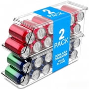 Acztne 2 Pack Stackable Soda Can Organizer with Lids, Refrigerator Organizers and Storage, Clear Organizers for Pantry, Freezer, Kitchen – Holds 12 Cans Each