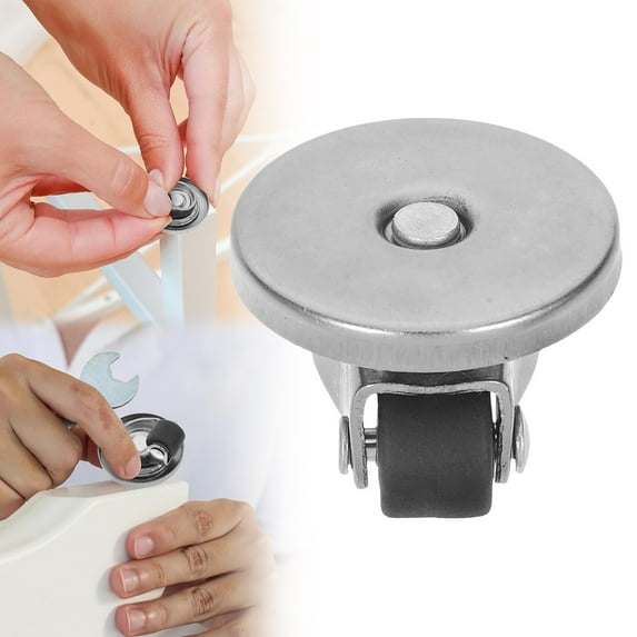 2Pcs Removable Adhesive Casters, Desk Chair Replacement Wheels Universal Dual-Head Silent Swivel Casters With Handle For Furniture Cabinets & Mobile Storage