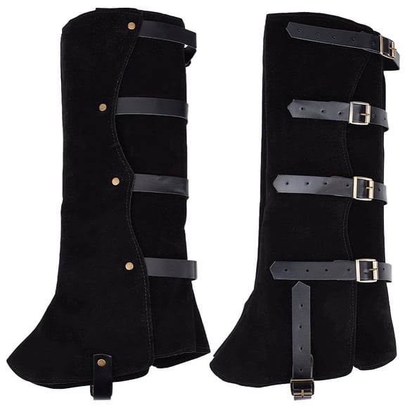2Pcs Renaissance Boots Covers Knight Pirate Steampunk Leg Guards Medieval Shoe Cover Renaissance Imitation Leather Leg Wraps