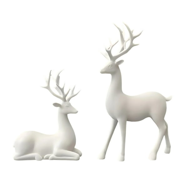 2Pcs Renos de Navidad Decorativos, White Standing and Lying Venados de Navidad para Decoracion, LAMIRO Deer Decor Table Top Decor, Reindeer Decor for Decoraciones de Navidad
