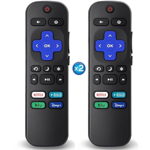 2Pcs Replacement Remote Control Compatible for Roku TV,Universal Remote Fit for Hisense/Onn/TCL/Sharp/Element/Philips/Hitachi/JVC/RCA/Insignia/Sanyo/LG RokuSeries Smart TVs (Not for RokuStick & Box)