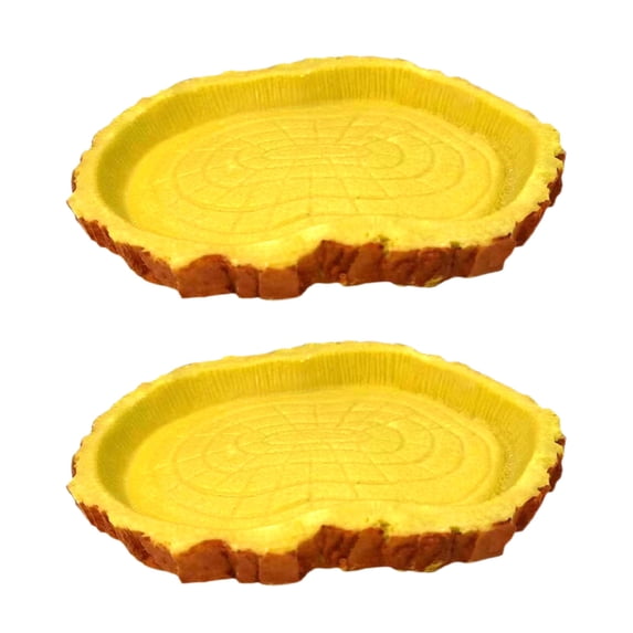 2Pcs Reptile Feeding Bowls Simulation Stump Ring Design Easy to Clean Lizard Drinking Waterer Climbing Pet Drinking Tray